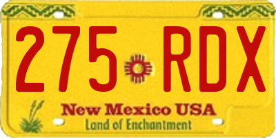 NM license plate 275RDX