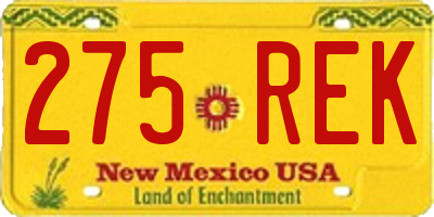 NM license plate 275REK