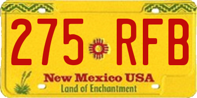 NM license plate 275RFB