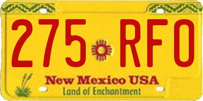 NM license plate 275RFO