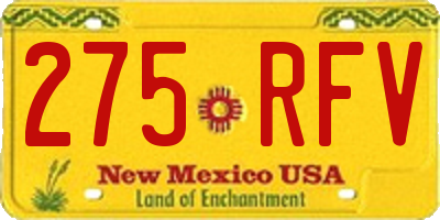 NM license plate 275RFV
