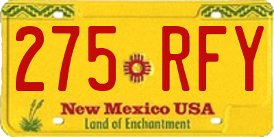 NM license plate 275RFY