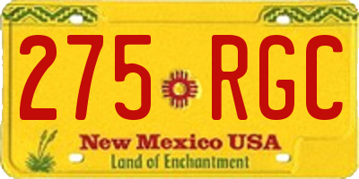 NM license plate 275RGC