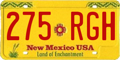 NM license plate 275RGH