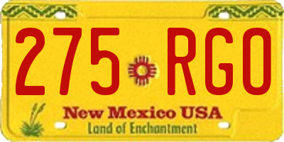 NM license plate 275RGO