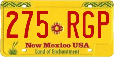 NM license plate 275RGP