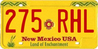 NM license plate 275RHL