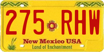 NM license plate 275RHW