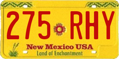 NM license plate 275RHY