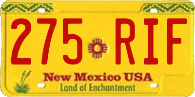 NM license plate 275RIF