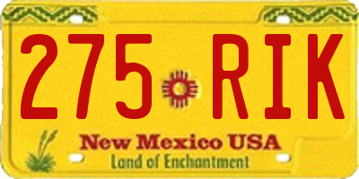 NM license plate 275RIK