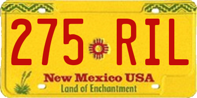 NM license plate 275RIL