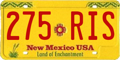 NM license plate 275RIS