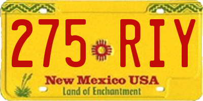 NM license plate 275RIY