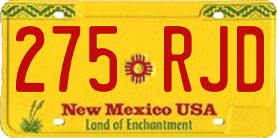 NM license plate 275RJD