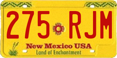 NM license plate 275RJM