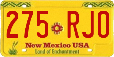 NM license plate 275RJO