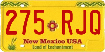 NM license plate 275RJQ