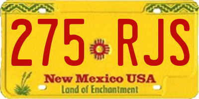 NM license plate 275RJS