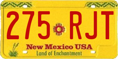 NM license plate 275RJT