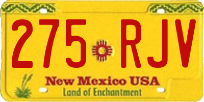 NM license plate 275RJV