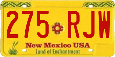 NM license plate 275RJW