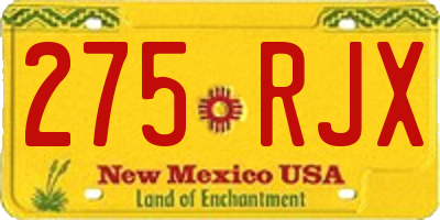 NM license plate 275RJX