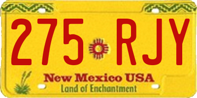 NM license plate 275RJY