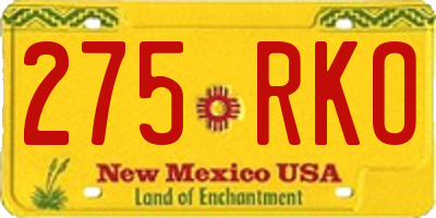 NM license plate 275RKO