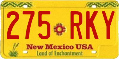 NM license plate 275RKY