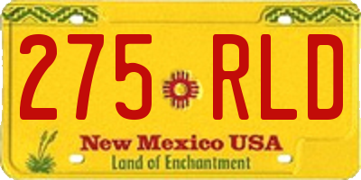 NM license plate 275RLD