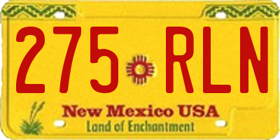 NM license plate 275RLN