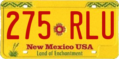 NM license plate 275RLU