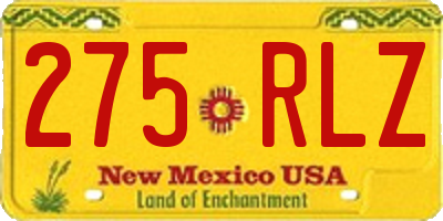 NM license plate 275RLZ
