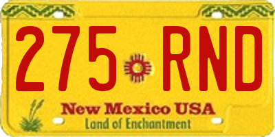 NM license plate 275RND