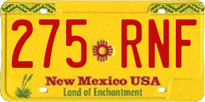 NM license plate 275RNF