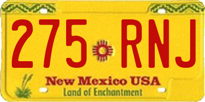 NM license plate 275RNJ