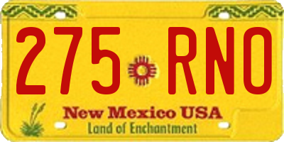 NM license plate 275RNO