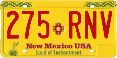 NM license plate 275RNV