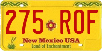 NM license plate 275ROF