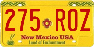 NM license plate 275ROZ