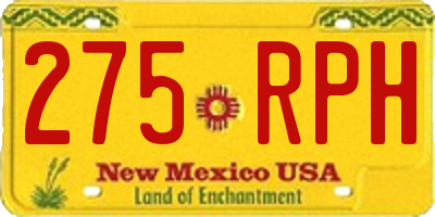 NM license plate 275RPH