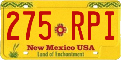 NM license plate 275RPI