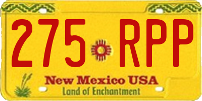 NM license plate 275RPP