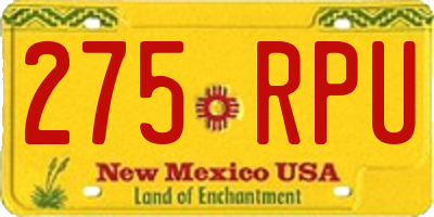 NM license plate 275RPU