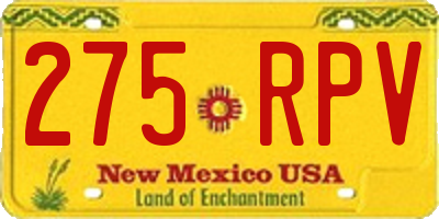 NM license plate 275RPV