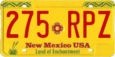 NM license plate 275RPZ