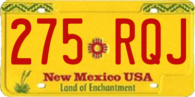 NM license plate 275RQJ
