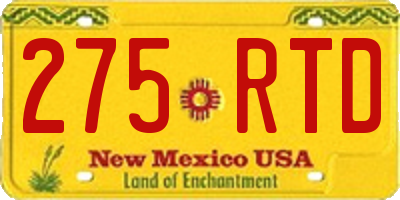 NM license plate 275RTD