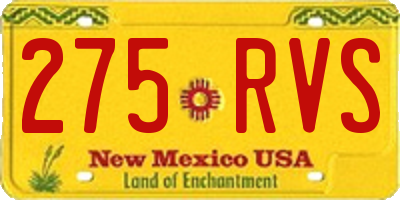 NM license plate 275RVS